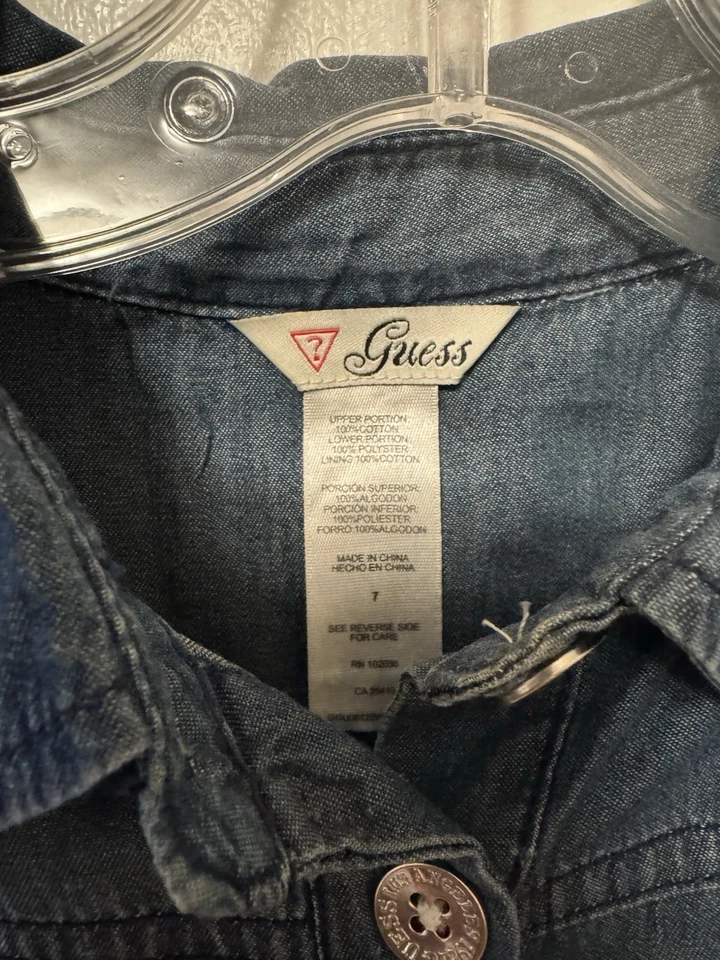 Girls Guess Denim Tule Party Casual Dress Size 7 - Image 3 of 3