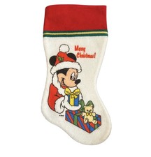 Vintage Walt Disney Christmas Stocking White Felt Mickey Mouse Kurt Adler
