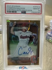 2025 Bowman, Cameron Sullivan Prospect Autograph Gold Lava /50 PSA 10