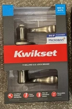Kwikset Tustin Doorknob Bed&Bath Lockable Lever Handle Satin Nickel 97300817 NEW
