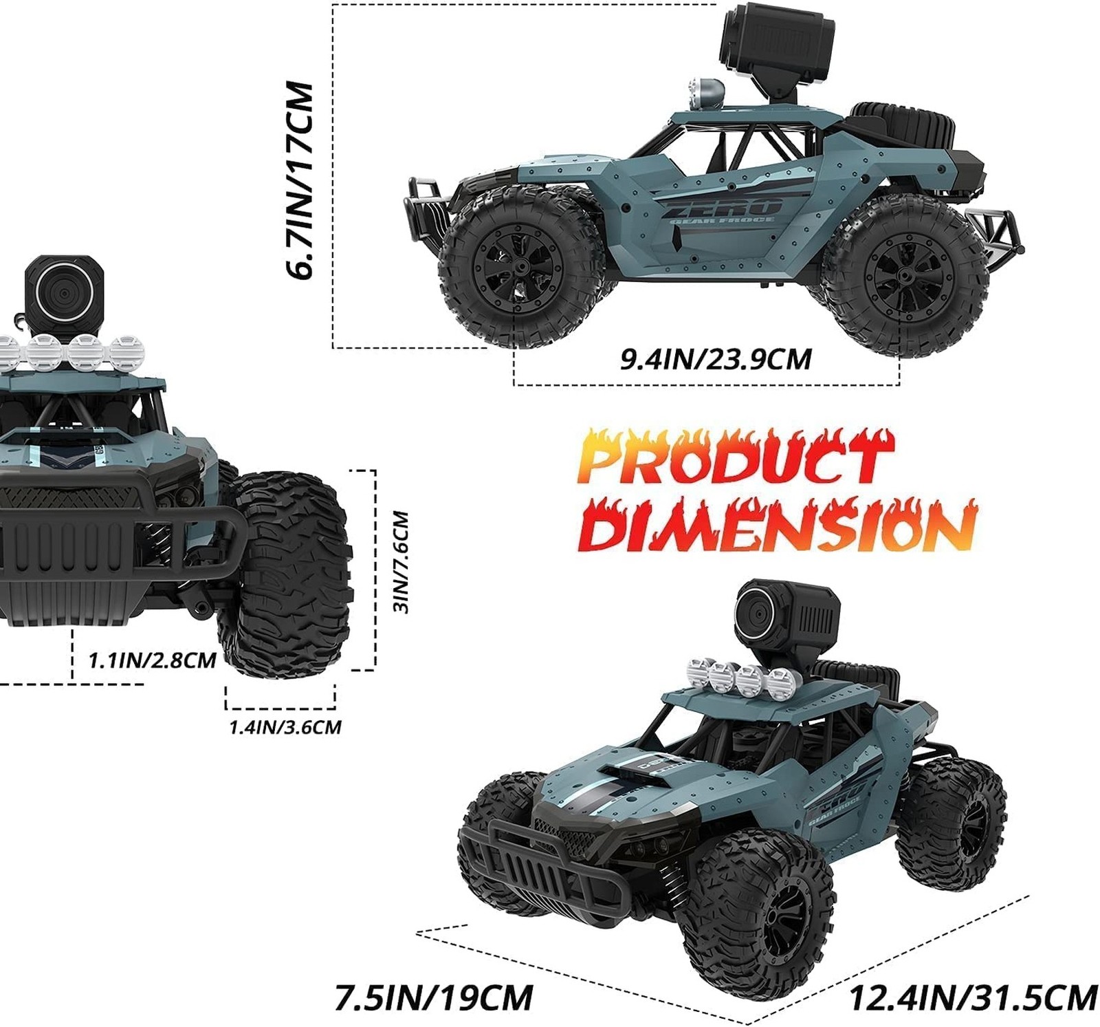 DEERC RC Cars DE36W Remote Control Car with 1080P HD FPV Camera, 1/16 Off-Roa...