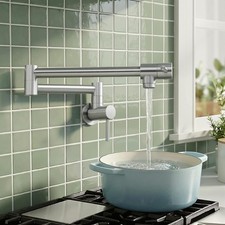 Kitchen Pot Filler Folding Faucet Brass Double Joint Swing Arm Sink Faucet Ar...