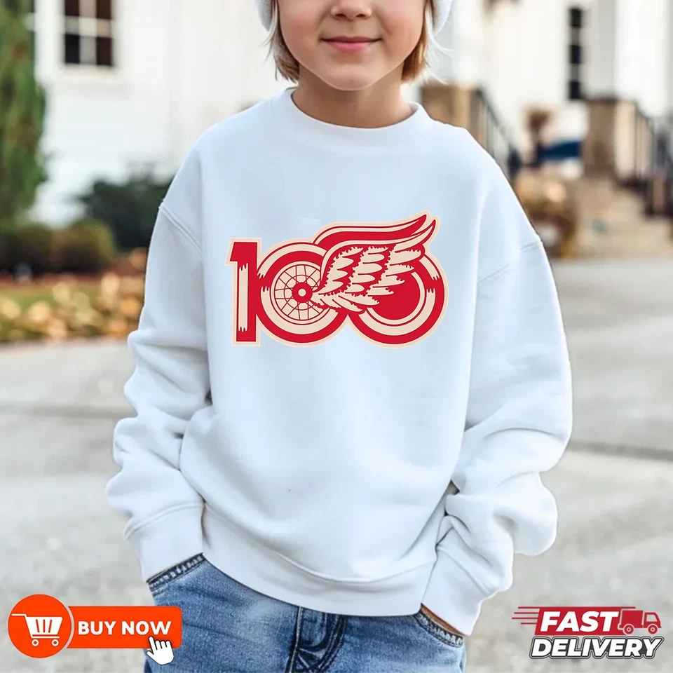 Detroit Red Wings 100th Anniversary 1926-2026 Sweatshirt - Full Color, Full Size - Image 4 of 4
