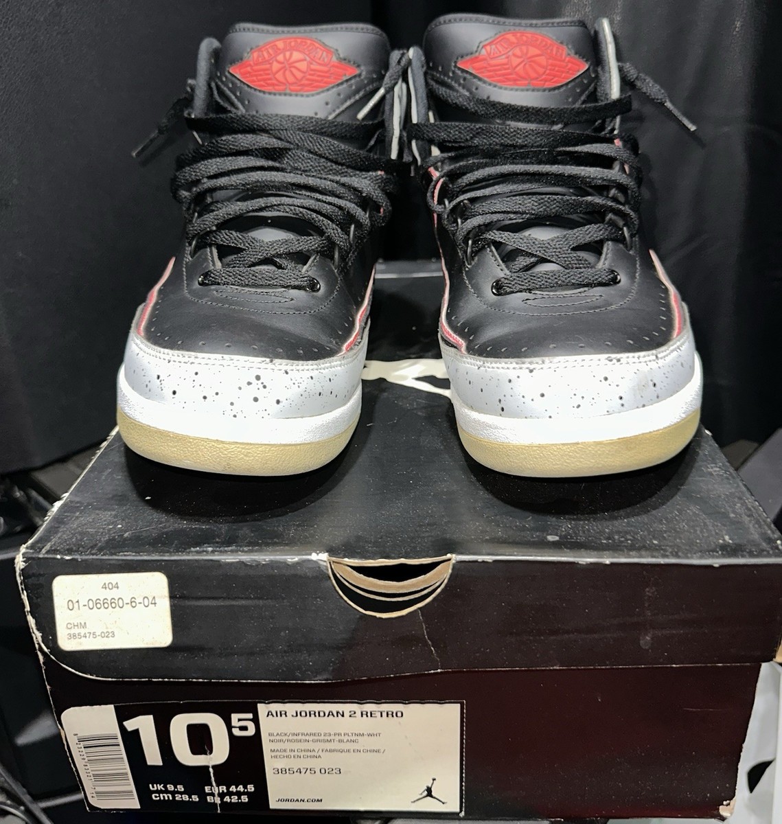 Air Jordan Retro 2 Infrared Cement Sz. 10.5 Jordan 2 Retro Infrared 23 Black Red 2014 385475-023  main image 3