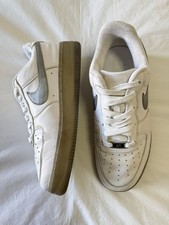 Nike Men s 8 Air Force 1 '07 PRM White Metallic Silver Sneakers
