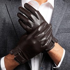 Men’s Genuine Sheepskin Leather Gloves – Touchscreen Warm Winter Driving Gloves