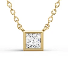 14K Yellow Gold 0.25 Ctw Lab Grown Princess Cut Diamond Solitaire Pendant