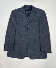 Men s Vintage Jos. A Bank Hand Woven Harris Tweed Navy Sports Coat Size 40 Short