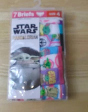 DISNEY GIRLS' STAR WARS MANDALORIAN BRIEFS - 7 PAIRS - SIZE 4 - NWT