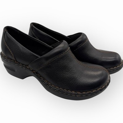 Thom McAn Womens Shoes 8 M Black Leather Clogs Erin Slip On Comfort Low Heel