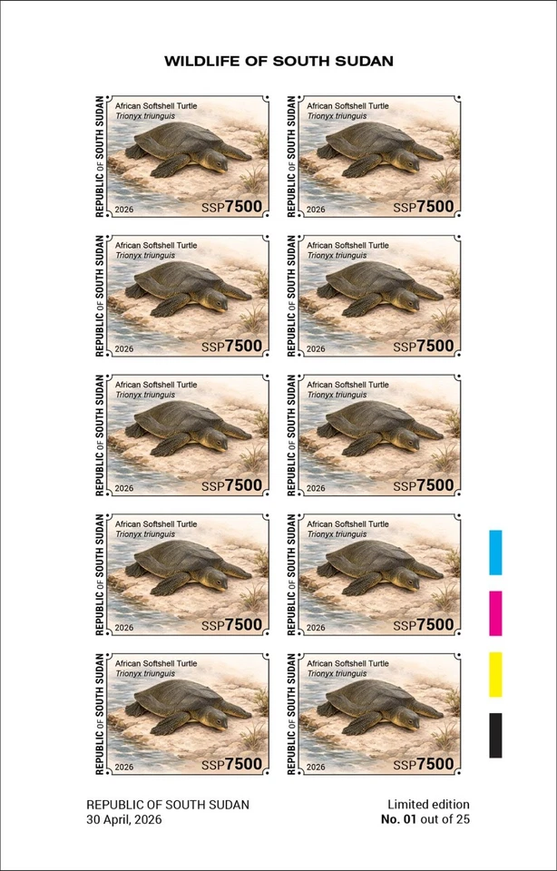 SOUTH SUDAN 2026 IMPERF MINISHEET M/S MS 10V - TURTLE TURTLES REPTILES - MNH - Image 1 of 1