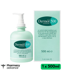 Dermol 500 Lotion - Moisturiser, Soap Substitute Antimicrobial Emollient - 500ml