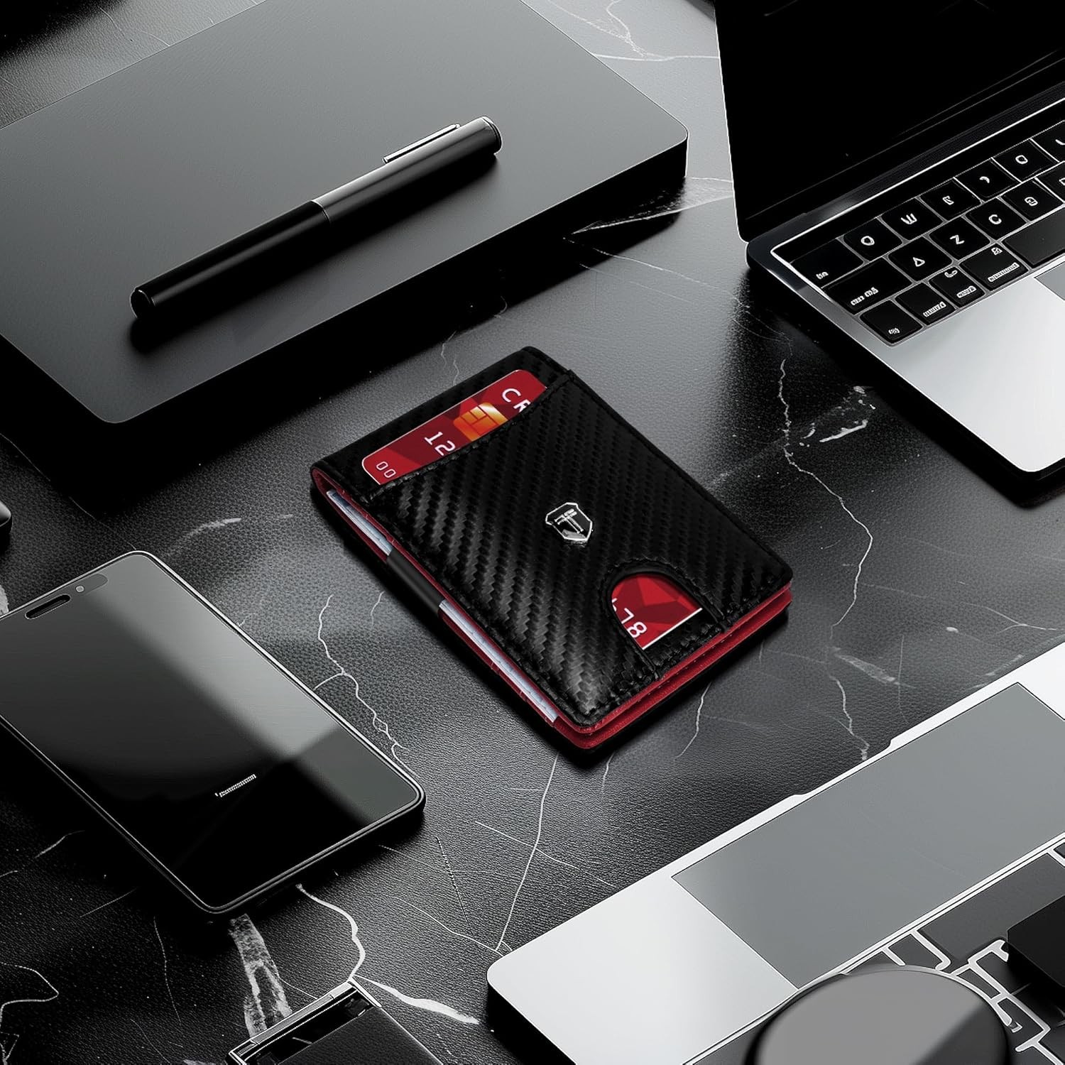 Gostwo Slim Wallet for Men RFID Minimalist Front Pocket Bifold Wallet ID Window 