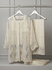 Modern 3 Piece Ivory Indian Bollywood Palazzo Suit for Women