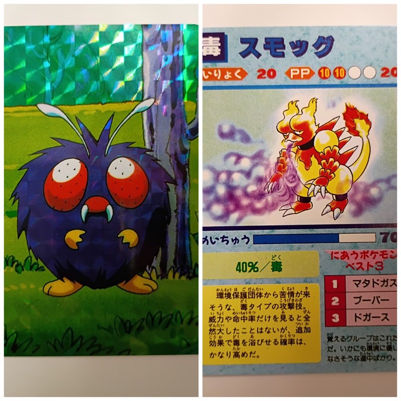Vintage Japanese Pokemon Sticker Venonat On Front, Magmar On Back