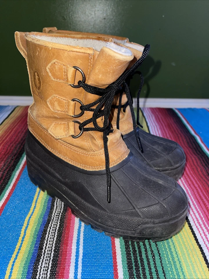 LL Bean Duck Botas de Lluvia Niños 4 Cordones Cuero Senderismo Caza Cabinacore Foto 2 de 4