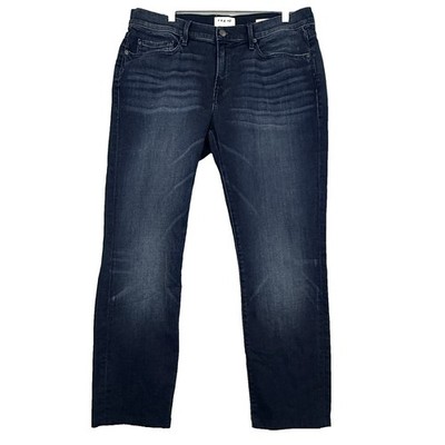 Frame L'Homme Skinny Jeans Women 36 Blue Denim Whiskered Faded Slim Fit 34x28''