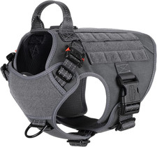 Tactical Dog Harness, 2X Metal Buckle, Working Dog MOLLE Vest w/ Handle - Medium