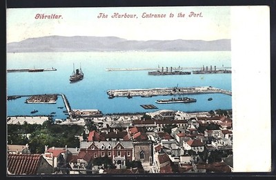 Ansichtskarte Gibraltar, The Harbour, Entrance to the Port 1909 