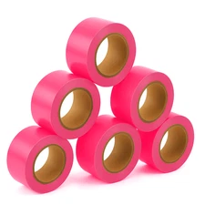 Singhal 5 Pack Pink Flagging Tape 1" x 750ft – Non-Adhesive Survey & Marking Tap