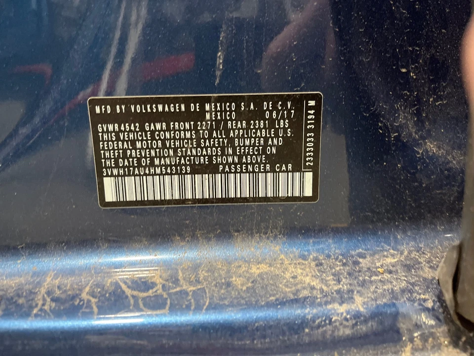 2017 Volkswagen Golf Wagon OEM Right Hand Passengers Side Sun Visor Gray 15-21 - Image 2 of 2