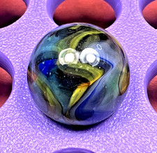 DAS/CHAMPION/WV/JABO CLEAR BASE BLUE YELLOW SWIRLED SHOOTER .68" BOX01/258