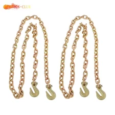 2 Pcs G70 Tow Chain 3/8In×10FT Binder Transport Chain Grab Hooks 7100Lbs
