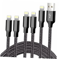 iPhone Charger, 5 Pack 3/3/6/6/10FT Apple MFi Certified USB Black USB-A to L