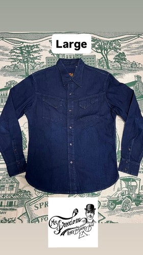 SUGAR CANE Mister Freedom Selvedge Denim Western Shirt Large Indigo Made In USA◎