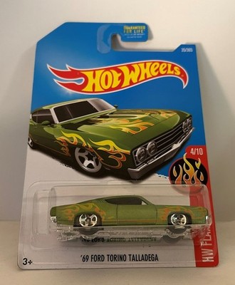 Hot Wheels 69 Ford Torino Talladega HW Flames Green