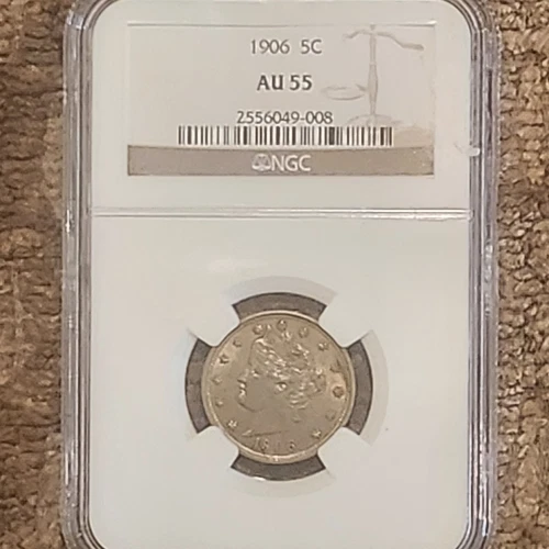 1906 Liberty Nickel NGC AU-55, Nice Higher Grade Nickel