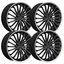 Set-4 Ravetti M14 20x8.5 5x112 35mm Black Chrome Lip Wheels Rims 20 Inch