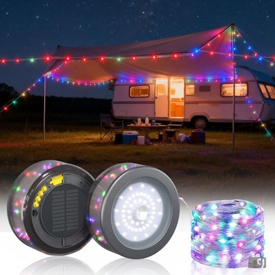 5200 mAh Solar Camping String Light, Portable Warm White Fairy String Lights