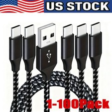 Braided USB C Type-C Fast Charging Data SYNC Charger Cable Cord 3/6/10FT Lot