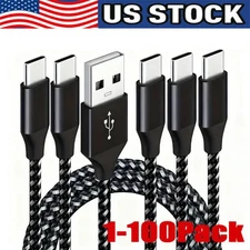 Braided USB C Type-C Fast Charging Data SYNC Charger Cable Cord 3/6/10FT Lot
