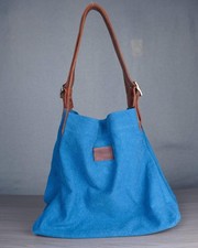 Farmers Market Tote Canvas Bag w/ leather straps and brass clips