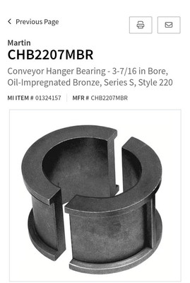 Martin CHB2207MBR Conveyor Hanger Bearing 3 7/16 in