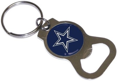 Dallas Cowboys Premium Solid Metal Bottle Opener Keychain, Silver Key Ring, Team