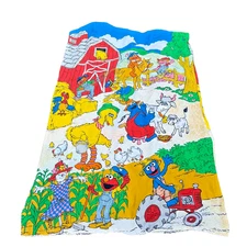 Vintage Sesame Street Farm Fun Doona Cover  Jim Henson Print – Kids Single Quilt
