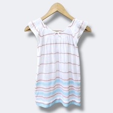 Janie and Jack Girls Dress Size 5 White Blue Orange Stripe Gauze Summer Beach