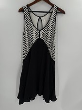 Free People Women's SMALL Walk In The Park Black Zebra Tank Dress w/ Pockets EUC