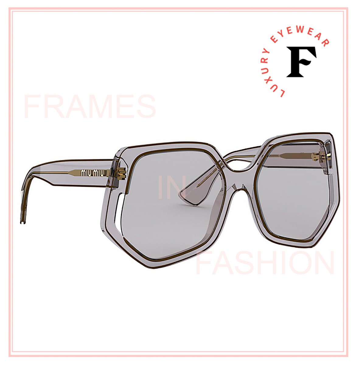 【送料,関税込】MIU MIU メガネ MU07VV MIU MIU COLLECTION 07V Translucent Gray Geometric Oversized