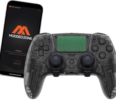 Clear Black EDGE Anti Recoil Rapid Fire Modded Controller compatible with PS5