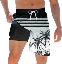 Men's 2-in-1 Quick Dry Swim Trunks with Compression Liner and Zipper Pockets