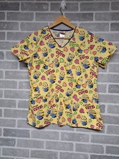 Dispicable Me Minions Womens Scrub Top Uniform Blouse Size Medium