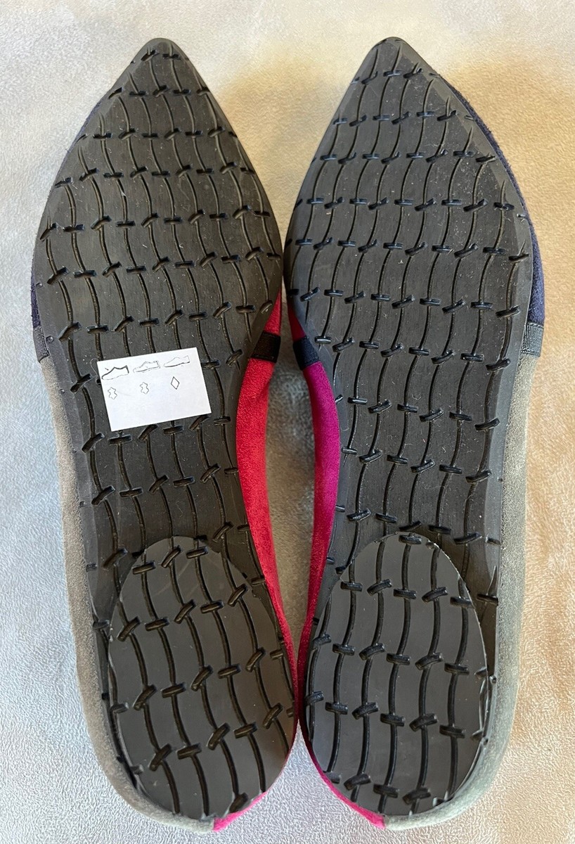 Pas de Rouge Burgundy Navy Blue Suede Ballet Flats Sz 36/5.5 New w/Dust Bag View 6