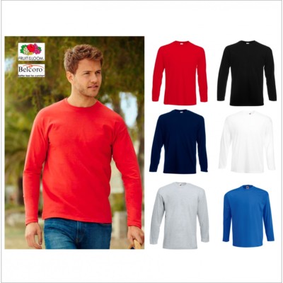 T-SHIRT UOMO 610380 MANICA LUNGA COTONE GIROCOLLO FRUIT OF THE LOOM | eBay