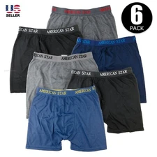 6 Pack Mens 100% Cotton Boxer Brief Flyless Comfort Flex Waist Underwear Trunks