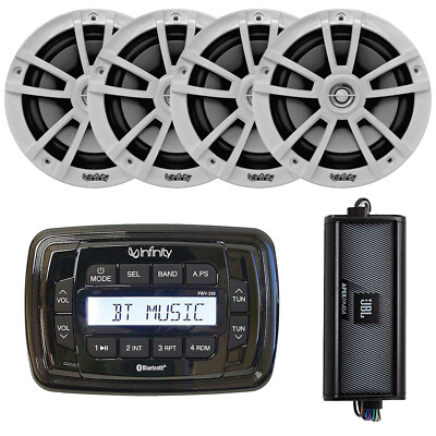Infinity PRV250 Bluetooth Radio Receiver, 4x 225W White Speakers,  Amplifier