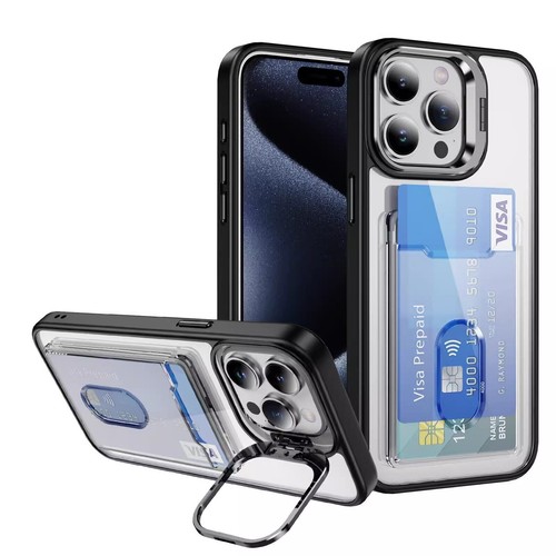 Card Phone Case For iPhone 16 15 14 Pro Max 13 11 12 XR Shockproof Lens Stand - 第 8/12 張圖片